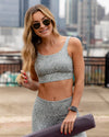 Savannah Leopard Print Shimmer Padded Sports Bra - Sage