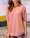 Shana Drop Shoulder Top - Light Salmon