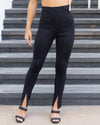 Shauna Fitted Front Slit Ponte Pants - Black
