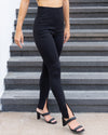 Shauna Fitted Front Slit Ponte Pants - Black