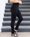 Shauna Fitted Front Slit Ponte Pants - Black
