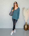 Shauna V-Neck Sweater - Steel Blue