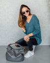 Shauna V-Neck Sweater - Steel Blue