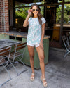 Shay Mixed Media Top - Light Blue
