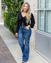 Shayla Ruched V-Neck Top - Black
