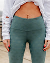 Shelby Textured Star High Waisted Leggings - Sea Green