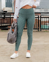 Shelby Textured Star High Waisted Leggings - Sea Green