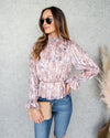 Sienna Ditsy Floral Mock Neck Top - Blush