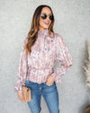 Sienna Ditsy Floral Mock Neck Top - Blush