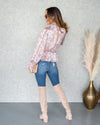 Sienna Ditsy Floral Mock Neck Top - Blush