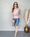 Sienna Ditsy Floral Mock Neck Top - Blush