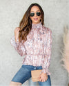 Sienna Ditsy Floral Mock Neck Top - Blush