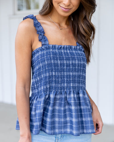 Simply Southern Plaid Tank - Navy