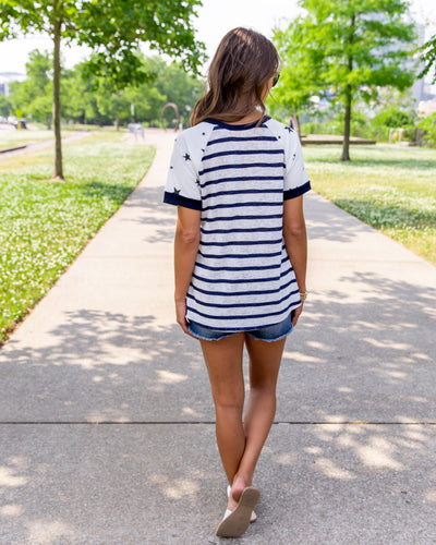 Star Spangled Stripe Top - Navy/Off White