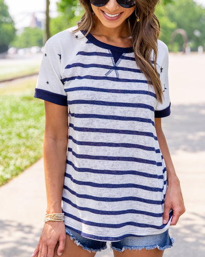 Star Spangled Stripe Top - Navy/Off White