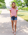 Star Spangled Stripe Top - Red/Off White