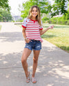 Star Spangled Stripe Top - Red/Off White