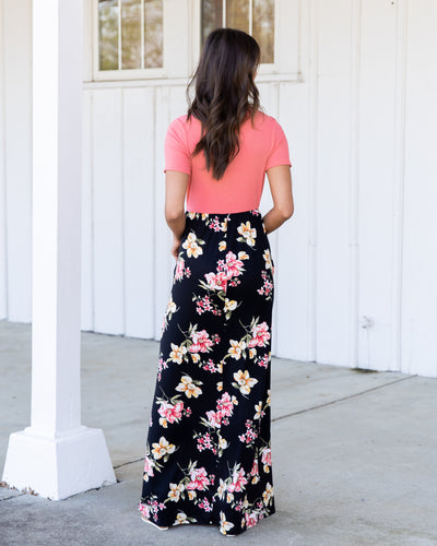 Sunset Moments Floral Maxi Dress - Coral