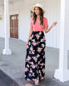 Sunset Moments Floral Maxi Dress - Coral