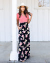 Sunset Moments Floral Maxi Dress - Coral