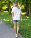 Tara Camo Color Block Top - Cream