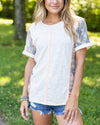 Tara Camo Color Block Top - Cream