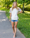 Tara Camo Color Block Top - Cream