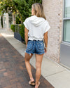 Tess Hooded Cinched Waist Top - Off White