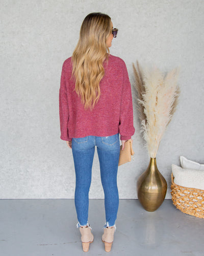 Tess Relaxed Bubble Sleeve Sweater - Faded Red
