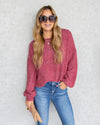 Tess Relaxed Bubble Sleeve Sweater - Faded Red