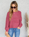 Tess Relaxed Bubble Sleeve Sweater - Faded Red