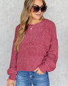 Tess Relaxed Bubble Sleeve Sweater - Faded Red