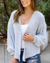 Tiffany Popcorn Knit Cardigan - Light Grey