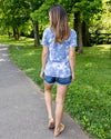 Under The Moon Floral Graphic Tee - Sky Blue/White