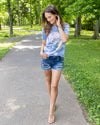 Under The Moon Floral Graphic Tee - Sky Blue/White