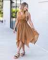 Vera Smocked V-Neck Dress - Bronze