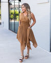 Vera Smocked V-Neck Dress - Bronze