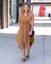 Vera Smocked V-Neck Dress - Bronze