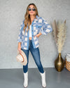 Victoria Button Down Plaid Fleece Shacket - Blue Multi