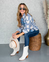 Victoria Button Down Plaid Fleece Shacket - Blue Multi