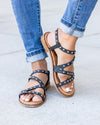 Victoria Studded Strappy Sandals - Black