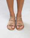 Victoria Studded Strappy Sandals - Cognac