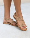 Victoria Studded Strappy Sandals - Cognac