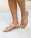 Victoria Studded Strappy Sandals - Cognac