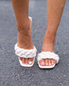 Zoey Braided Square Toe Slides - Blush Ivory