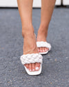 Zoey Braided Square Toe Slides - Blush Ivory