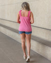 Zola Textured Ruffle Tank - Candy Pink