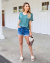 Couldn't Be Better V-Neck Top - Sea Green