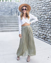 Jocelyn Smocked Satin Maxi Skirt - Light Olive