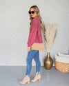 Tess Relaxed Bubble Sleeve Sweater - Faded Red